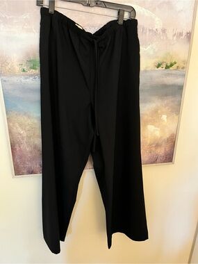 LOFT Black “The Sawyer Pull-On” Elastic Waist Wide Leg Pants - LARGE